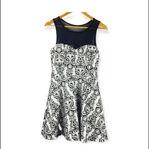 Y2K Velvet  Black Neck Mesh A-line Flare Dress Cocktail Casual Floral kpop